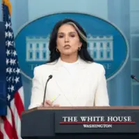 Director of National Intelligence Tulsi Gabbard speaks during a press briefing at in Washington^ Wednesday^ July 23^ 2025.