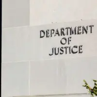 Sign of United States Department of Justice(DOJ) on their headquarters building in Washington^ D.C. USA. Washington D.C.^ USA - March 1^ 2020