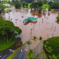 Flooding in Hawaii after a hurricane brought record amounts of rain to the Big Island.