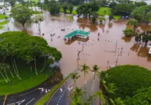 Flooding in Hawaii after a hurricane brought record amounts of rain to the Big Island.