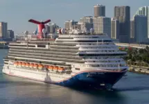 Scenic view of the cruise ship Carnival Horizon leaving the port of Miami at the start of a cruise to the Caribbean. Miami^ Florida^ USA - 4 January 2025