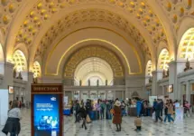 The view of the historic Great Hall of Washington Union Station^ a major train station^ and transportation hub. Washington DC - US - Mar 23^ 2024