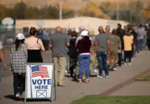 : Voters in the State of Nevada go to the polls on Election Day 2020. Washoe County^ Nevada is the battleground county in the battleground^ swing state. Sparks^ Nevada / USA - November 4 2020