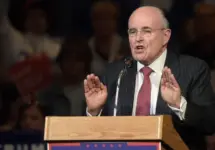 Rudy Giuliani speaks during a rally for Donald Trump on Oct. 10^ 2016^ at Mohegan Sun Arena in Wilkes-Barre^ Pennsylvania. WILKES-BARRE^ PENNSYLVANIA/USA – OCTOBER 10^ 2016