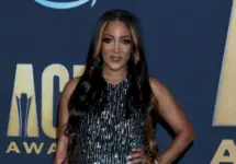 Mickey Guyton at the 2022 Academy of Country Music Awards Arrivals at Allegient Stadium on March 7^ 2022 in Las Vegas^ NV