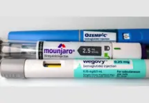 Mounjaro^ Ozempic and Wegovy pens on white background Valparaiso^ IN USA - January 15^ 2025