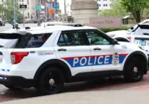 Columbus Police on high alert as Vice President Mike Pence motorcade passes by. Dublin Ohio October 13^ 2020