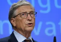 Former Microsoft CEO^ Bill Gates during the launch of a new funding partnership to eradicate polio signing ceremony in Brussels^ Belgium on October 11^ 2023.