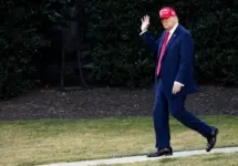 President Donald Trump leaves the White House and walks towards Marine One WASHINGTON – February 28 2025