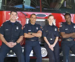 portrait-of-firefighters-standing-by-a-fire-engine