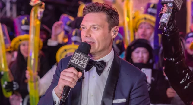 Ryan Seacrest jn Times Square during a New Year's Eve broadcast.NEW YORK^ N.Y. – December 31^ 2022