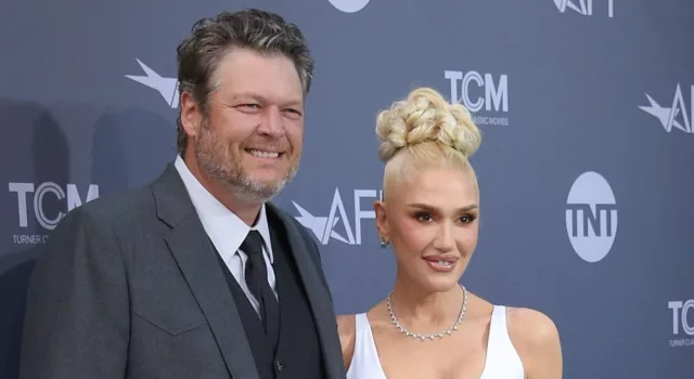 Blake Shelton and Gwen Stefani arrives for AFI Lifetime Achievement Gala on June 09^ 2022 in Hollywood^ CA