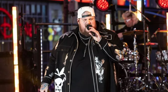 Jelly Roll on stage during 2024 New Year's celebration on Times Square in New York on December 31^ 2023