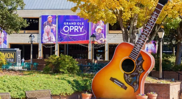 Exterior building and grounds of the Grand Ole Opry in Nashville. Nashville^ Tennessee^ USA - November 7^ 2021