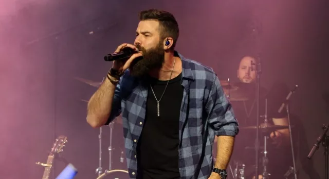 Jordan Davis performs at CMT's RAMJAM on June 3^ 2019 at TopGolf in Nashville^ Tennessee.