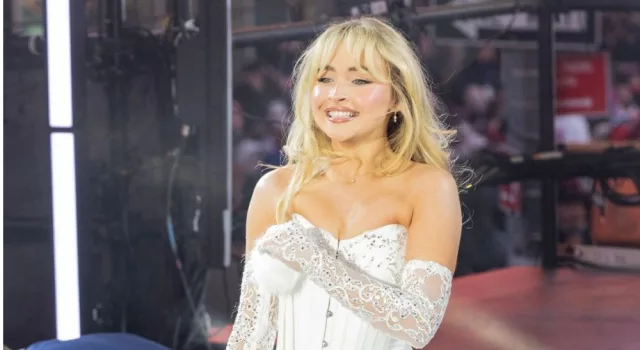 Sabrina Carpenter performs on stage during 2024 New Year's celebration on Times Square in New York on December 31^ 2023.