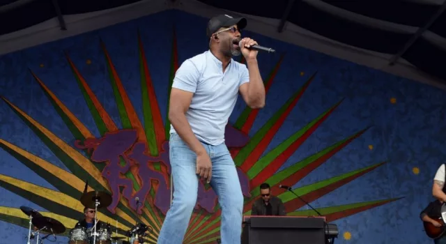 Darius Rucker^ former lead singer of Hootie and the Blowfish^ performs at the 2017 New Orleans Jazz and Heritage Festival. New Orleans^ Louisiana - May 4^ 2017