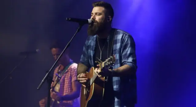 Jordan Davis performs at CMT's RAMJAM on June 3^ 2019 at TopGolf in Nashville^ Tennessee.