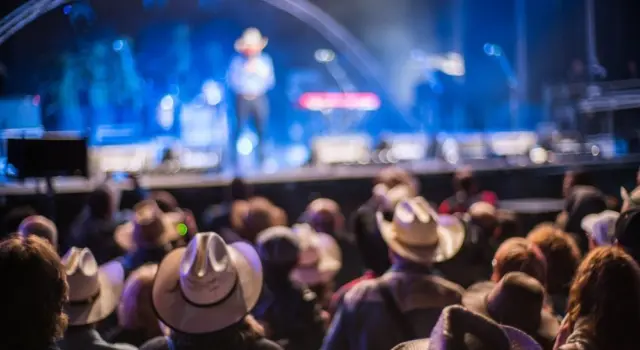 Audience at the Huercasa Country Festival 2017 in Riaza^ Segovia^ Spain^ enjoying live country music performances with a festive atmosphere.