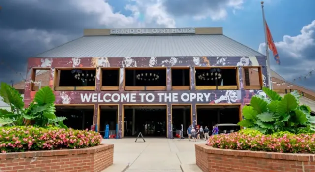 Aerial view of the Grand Ole Opry in Nashville Tennessee. Aug 08^ 2023-Nashville^ TN