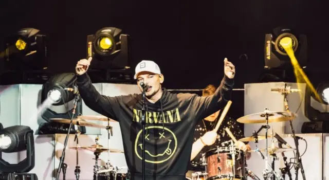 Kane Brown performs on stage during Chris Young's Losing Sleep 2018 World Tour at Infinite Energy Center. DULUTH^ GA^ USA - FEBRUARY 15TH^ 2018