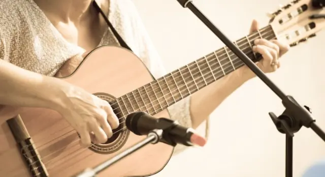Woman with guitar/toned photo