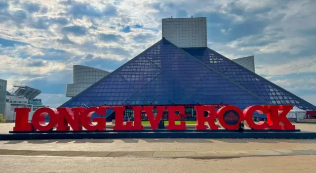 The Rock and Roll Hall of Fame and Museum in Downtown Cleveland Ohio USA Cleveland^ Ohio USA - April 22^ 2023