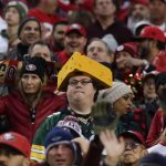 A Green Bay Packers fans watches during the first half of the NFL NFC Championship football game against the San Francisco 49ers Sunday, Jan. 19, 2020, in Santa Clara, Calif. (AP Photo/Matt York)