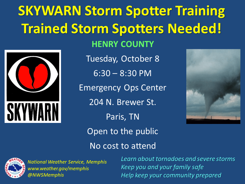 Skywarn Storm Spotter Training Set For Paris WENKWTPR KFKQ