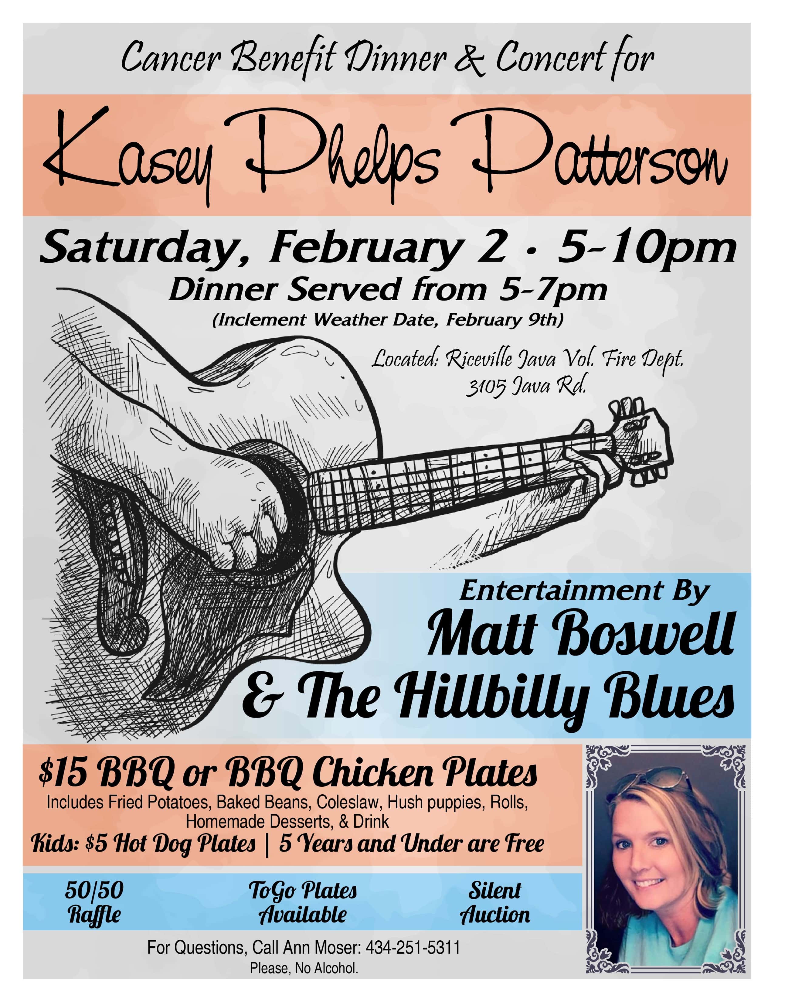 Cancer Benefit Dinner and Concert for Kasey Phelps Patterson