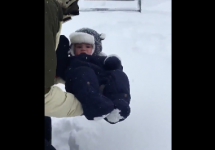 dad drops baby in snow