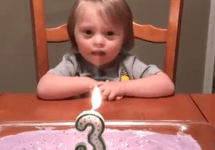 3 year old celebrates birthday