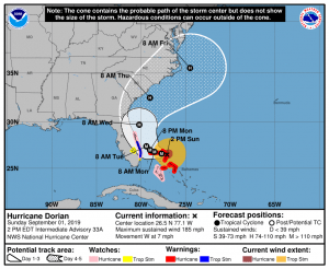 Dorian 1pm CST Update September 1