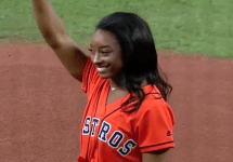 Simone Biles throws out first pitch at World Series