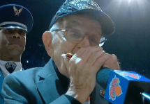 96 year old WWII vet plays harmonica at knicks game
