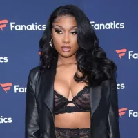 Megan Thee Stallion arrives for Michael Rubin's 2022 Fanatics Super Bowl Party on February 12^ 2022 in Culver City^ CA