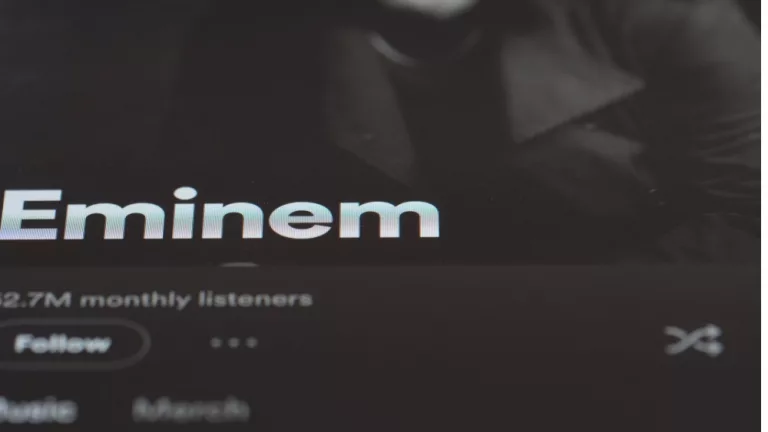 Close up of Eminem Spotify page