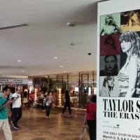 Taylor Swift 'ERA TOUR' posters graced Marina Bay Sands' walls during her "Eras" tour in Singapore. Singapore^ March 14^ 2024