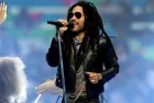 Lenny Kravitz performs prior to the UEFA Champions League Final Borussia Dortmund v Real Madrid CF at Wembley Stadium. London^ ENGLAND - June 1^ 2024