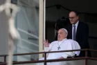 Pope Francis appears at the Gemelli Polyclinic in Rome for the Angelus blessing after a month of hospitalization for bilateral pneumonia. Rome^ Italy 23.03.2025