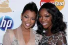 Monica^ Brandy Norwood arrives at the 2011 Pre-GRAMMY Gala And Salute To Industry Icons Beverly Hills^ CA