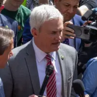 Republican member of the House of Representatives James Comer visited the tent camp on the George Washington University GWU^ DC^ USA - May 1st^ 2024 -