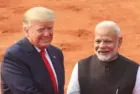 President Donald Trump Indian President Ram Nath Kovind during a ceremonial at the presidential palace NEW DELHI^ INDIA - February 25^ 2020