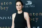 Michelle Dockery wearing dress by Armani attend the "Downton Abbey" New York premiere at Alice Tully Hall Lincoln Center. New York^ NY - September 16^ 2019