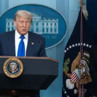President Donald J Trump at the White House press briefing room with Attorney General Pam Bondi. Washington DC Jun 27th 2025