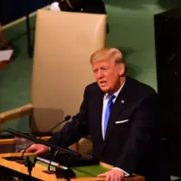 The UN 72nd General Assembly opened its first week with debate^ bringing a variety of world leaders to the GA Hall. US President Trump at General Assembly Hall NEW YORK CITY - SEPTEMBER 19 2017