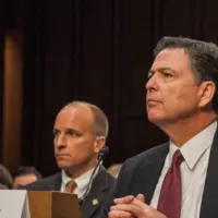 Former FBI Director James Comey testifies in front of the Senate Intelligence Committee during hearing in the Hart Senate Office building Washington DC^ USA^ June 8^ 2017