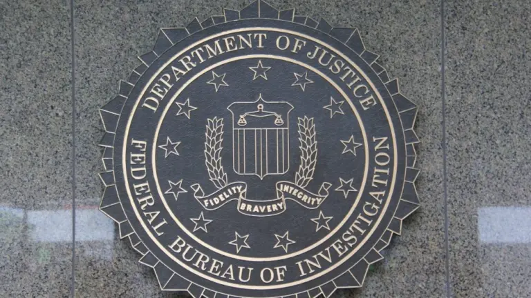 F.B.I. seal of the Department of Justice/Federal Bureau of Investigation located outside the J. Edgar Hoover F.B.I. Building in downtown Washington^ DC