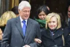 Bill & Hillary Clinton at funeral services held for former New York governor Mario Cuomo at St. Ignatius Loyola Church on Manhattan's Upper East Side. NEW YORK CITY - JANUARY 6 2015