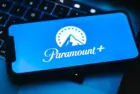 Paramount plus logo on smartphone screen. Rostov-on-Don^ Russia - November 15 2021